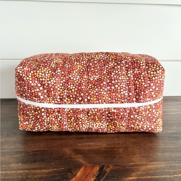 Handmade Flower Print Cosmetic Make Up Bag Sz OS - Picture 3 of 4